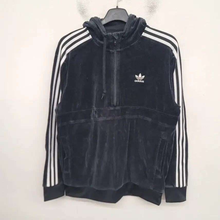 [BUNJANG] Adidas Suede Half-Zip Hoodie / [100/L] 아디다스 스웨이드 반집업 후드티