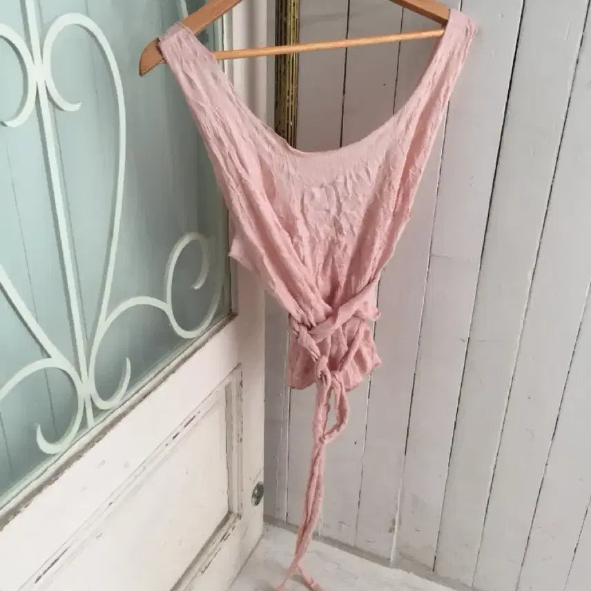 [BUNJANG] Etebleu Wrinkle Wrap Top Pink / (새상품)에테블루 링클 랩 탑 핑크