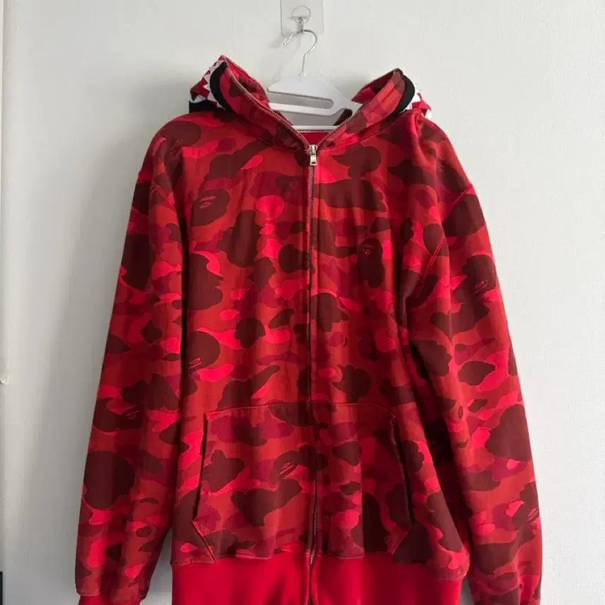 [BUNJANG] BAPE Shark Hoodie Red M / 베이프 샤크후드 적계 m