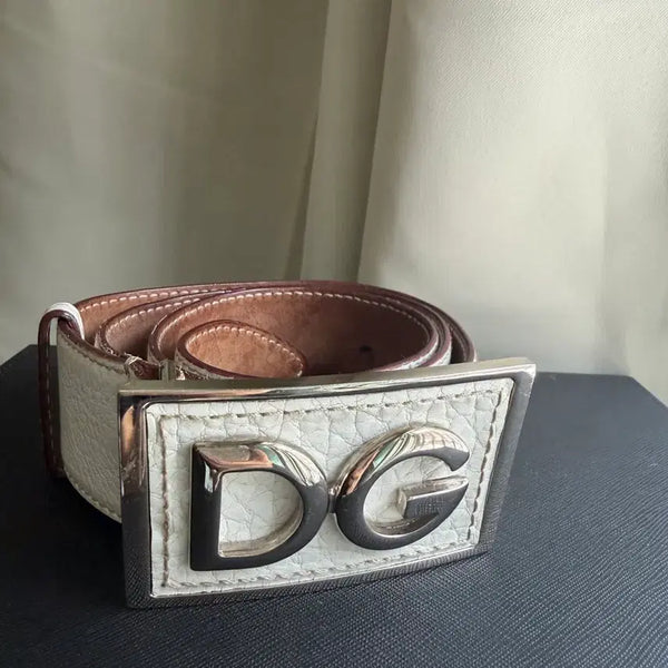 [BUNJANG] Dolce & Gabbana White DG Logo Belt 85cm/34inch / 돌체앤가바나 화이트 DG 벨트 85cm 34inch