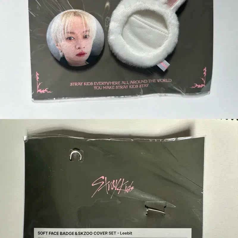 [BUNJANG] Stray Kids Lee Know Rabbit Plush Face Badge Cover Set / 스키즈 do it 팝업 스키주 리노 리빗 말랑얼굴뱃지 커버세트
