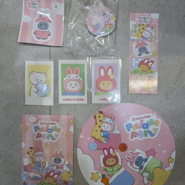 [BUNJANG] Onew Bundle Set Postcard, 3 Photocards, Hand Mirror, Sticker, Neck Fan / [일괄만]온유 찡냥이 팝업 엽서, 포카3장 ,손거울, 스티커 ,네켓 부채