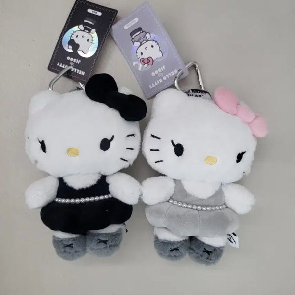 [BUNJANG] Hello Kitty Doll Keychain Set (Black/Gray) / 헬로키티 인형 키링 블랙/그레이 세트