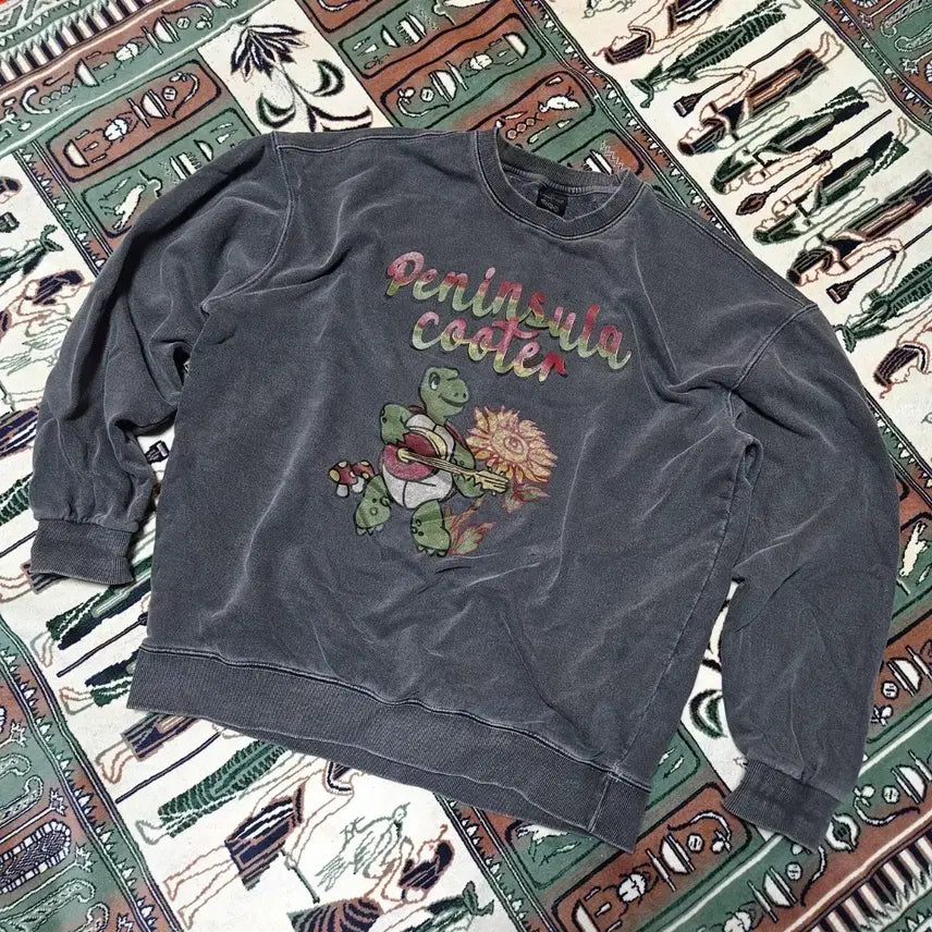 [BUNJANG] Compagno Pigment Vintage Printing Sweatshirt M / 꼼파뇨 피그먼트 빈티지 프린팅 스웻 맨투맨 티셔츠 M