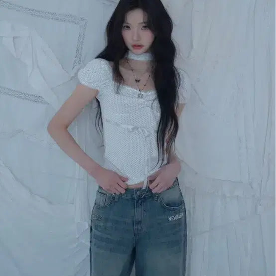 [BUNJANG] Newearlin Dot Tie Blouse / 뉴얼린 도트 타이 블라우스