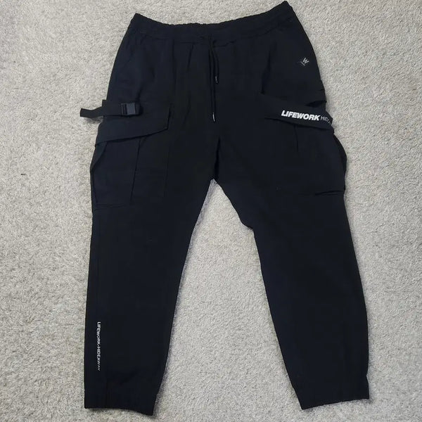 [BUNJANG] LifeWork Double Tape Cargo Jogger Pants Black L / 라이프워크 더블 테이프 카고 조거팬츠 블랙 L