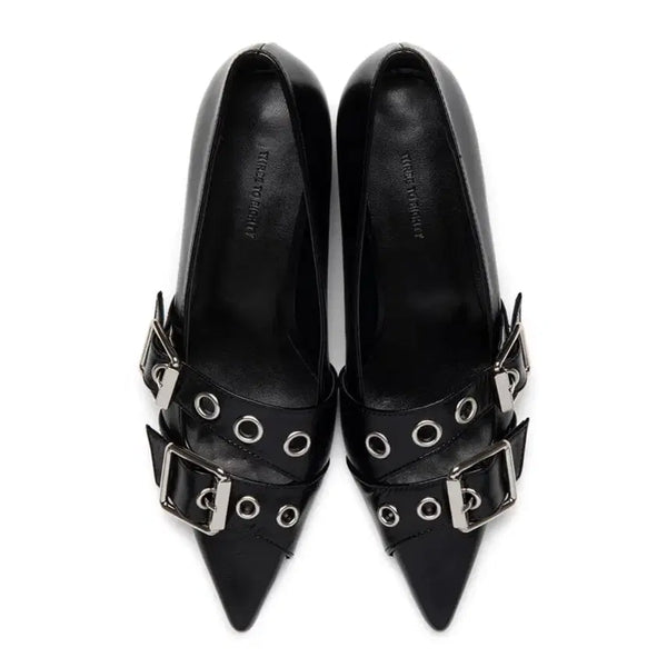 [BUNJANG] 328 Buckle Kitten Heels Black / 쓰리투에이티 BUCKLE KITTEN HEELS BLACK