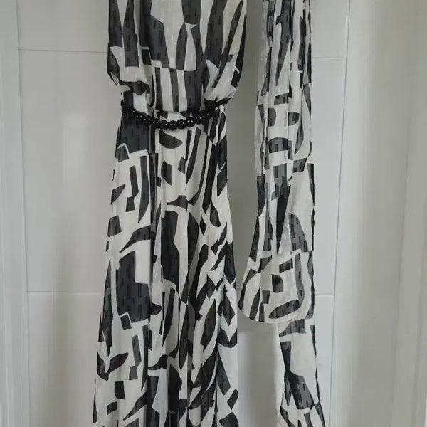 [BUNJANG] MOJO.S.FINE Chiffon Dress Black & White / 모조에스핀 쉬폰 원피스 블랙앤화이트