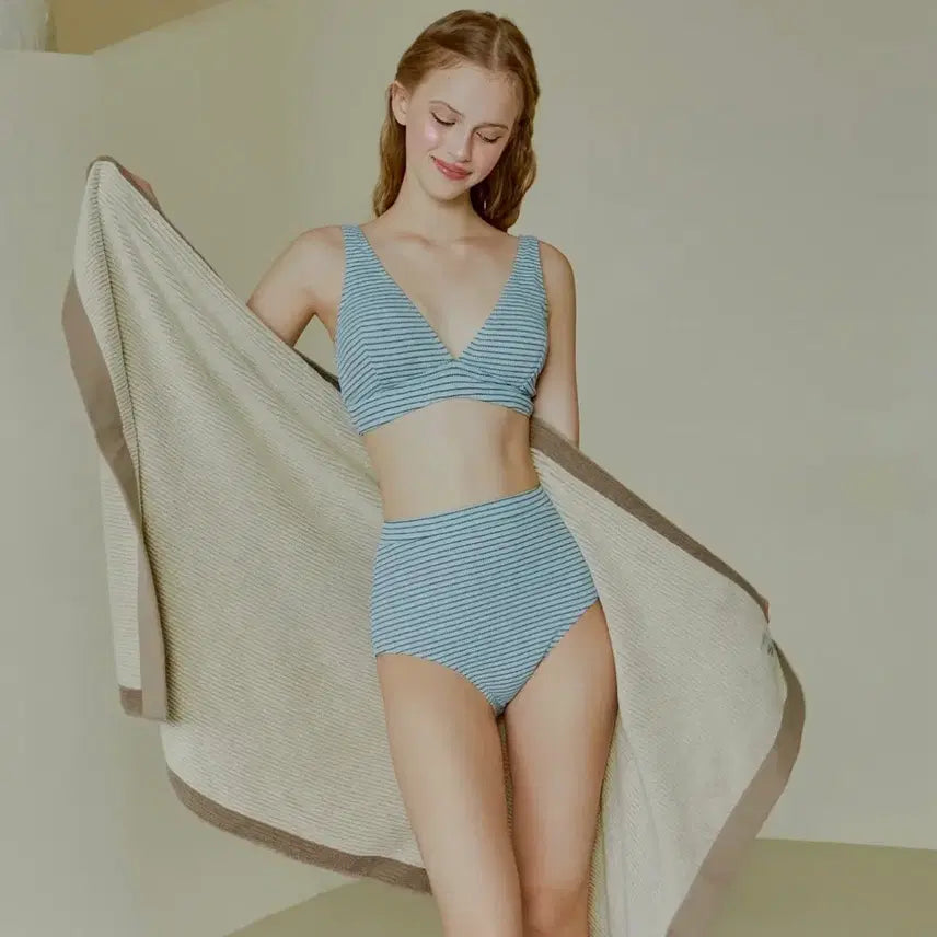 [BUNJANG] Bikini Vander Martina Stripe High-Waist Monokini / 비키니밴더 마티나 스트라이프 하이웨스트 모노키니