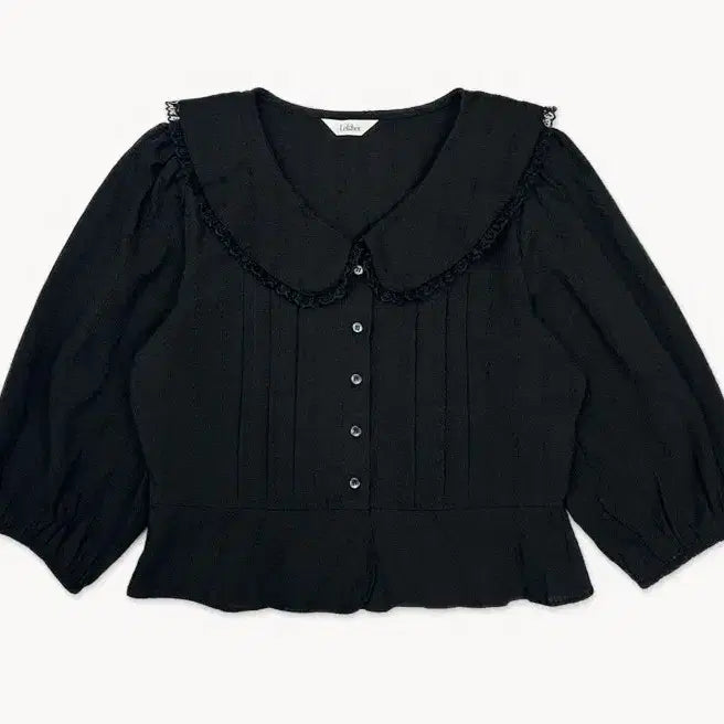 [BUNJANG] LEPOR Spring Frill Collar Blouse Black / 르포허 Spring frill collar blouse 스프링 프릴 블라우스 블랙