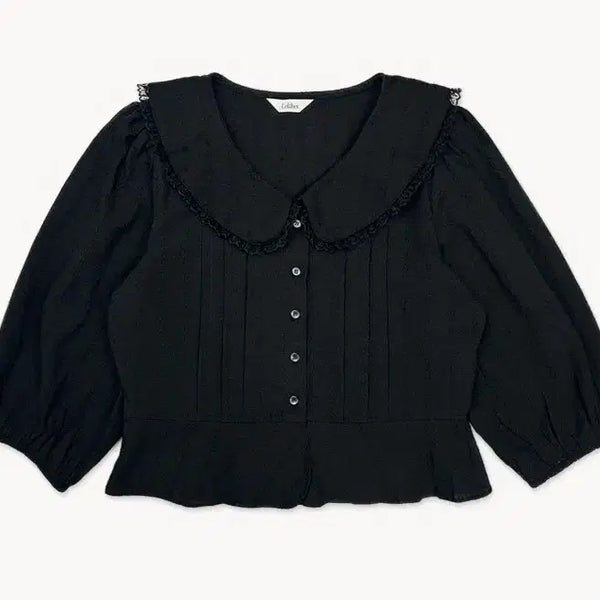 [BUNJANG] LEPOR Spring Frill Collar Blouse Black / 르포허 Spring frill collar blouse 스프링 프릴 블라우스 블랙