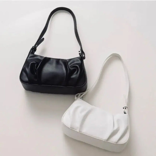[BUNJANG] Wrinkled Shirring Shoulder Bag - Ivory / 주름 셔링 숄더백 아이보리