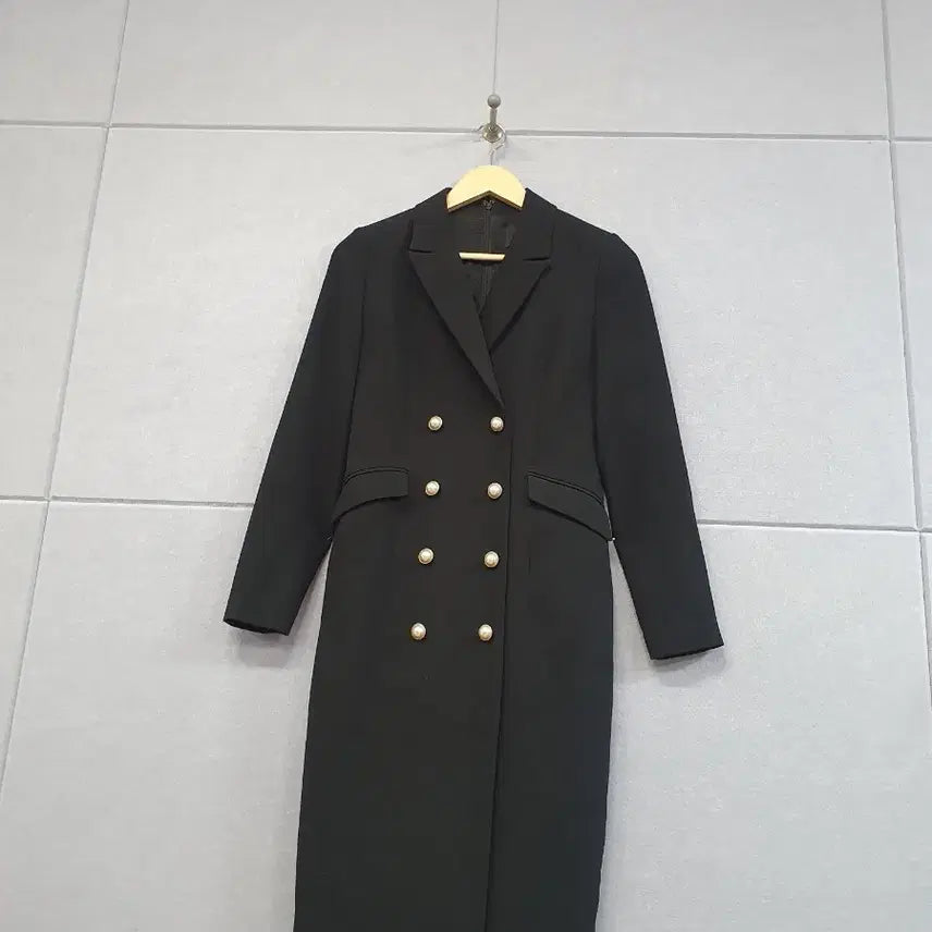 [BUNJANG] Satin Black Double Button Dress / #샤틴블랙 더블 버튼 원피스 88-97-165