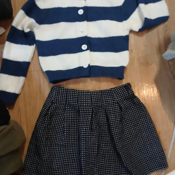 [BUNJANG] Stripe Knit Band Skirt Set - Wool Angora Blend / 단가라 울앙고라혼방니트 밴드스커트 세트/프리