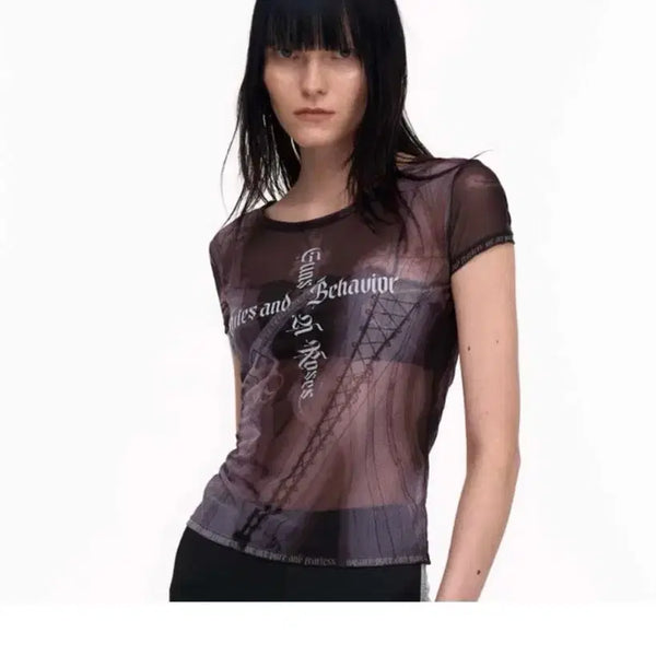 [BUNJANG] 2000 Archives Guns and Roses Mesh Top Black / 2000아카이브스 GUNS AND ROSES MESH TOP (BLACK)