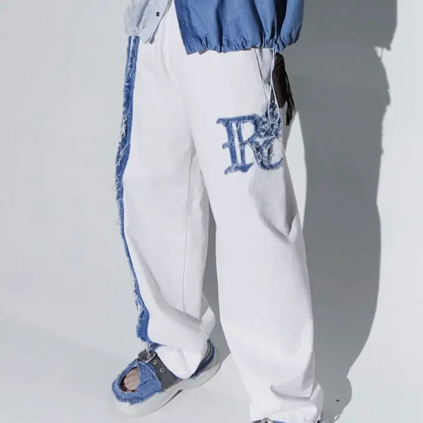 [BUNJANG] RSSC Logo Patched Denim Pants - White / RSSC LOGO PATCHED DENIM PANTS 화이트 팬츠