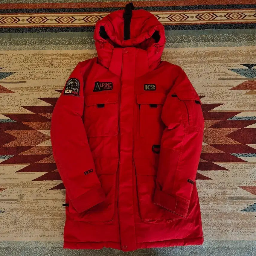 [BUNJANG] K2 Alpine Team 800 Goose Down Hooded Padding Jumper (M/95) / K2 케이투 알파인팀 멀티패치 윈드스토퍼 800 구스다운 후드 패딩 점퍼 M(95)