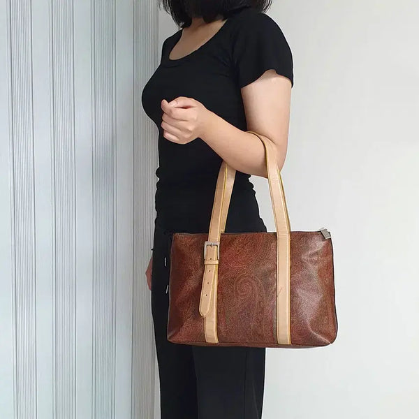 [BUNJANG] Etro Vintage Leather & PVC Shoulder Bag / 에트로 A4수납 빈티지 클레식 숄더백 중고 가방 은피아노