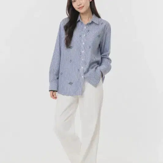 [BUNJANG] M-Sense Navy Women's Shirt FREE / 미센스 네이비 여자 FREE 셔츠 O1554
