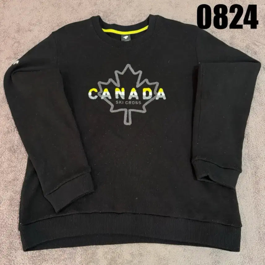 [BUNJANG] Descente Sweatshirt (L) - Black with Canada Ski Cross Logo / 데상트 맨투맨 (L)