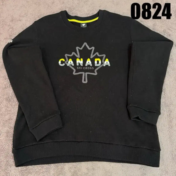 [BUNJANG] Descente Sweatshirt (L) - Black with Canada Ski Cross Logo / 데상트 맨투맨 (L)