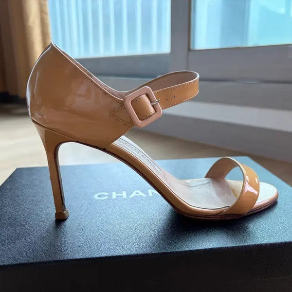 [BUNJANG] Manolo Blahnik Patent Nude Heels / 마놀로 블라닉 샌들 페이턴트 누드