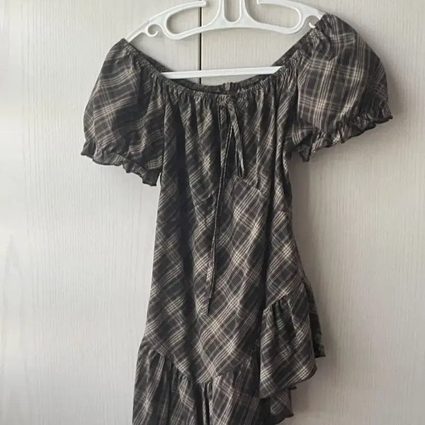 [BUNJANG] Checkered Blouse / 에이블리 체크 블라우스