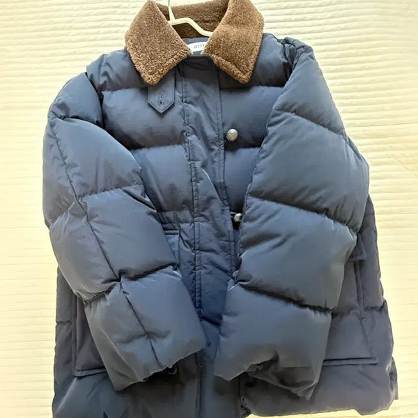 [BUNJANG] Among Duck Down Half Padding (Navy, Small) / Among 카라 덕다운 하프 패딩 (네이비, 스몰)