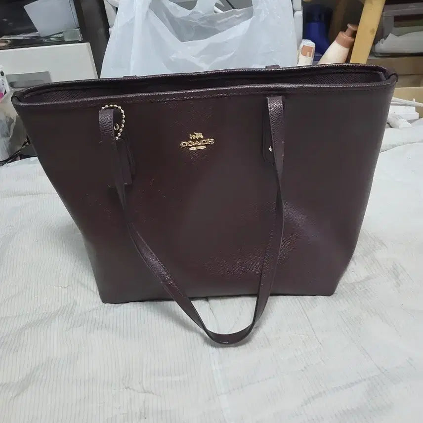 [BUNJANG] Coach Dark Brown Leather Tote Bag / 코치 가방