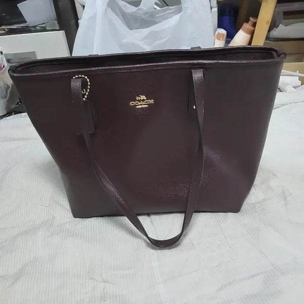 [BUNJANG] Coach Dark Brown Leather Tote Bag / 코치 가방