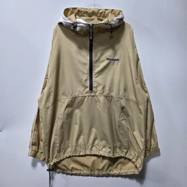 [BUNJANG] Reebok Beige Old Skool Half Zip Windbreaker / 리복 베이지 올드스쿨 하프집업 바람막이 100 26082508