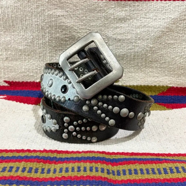 [BUNJANG] Primary Old Stud Garrison Belt Black Leather / Primary 올드 스터드 개리슨 벨트