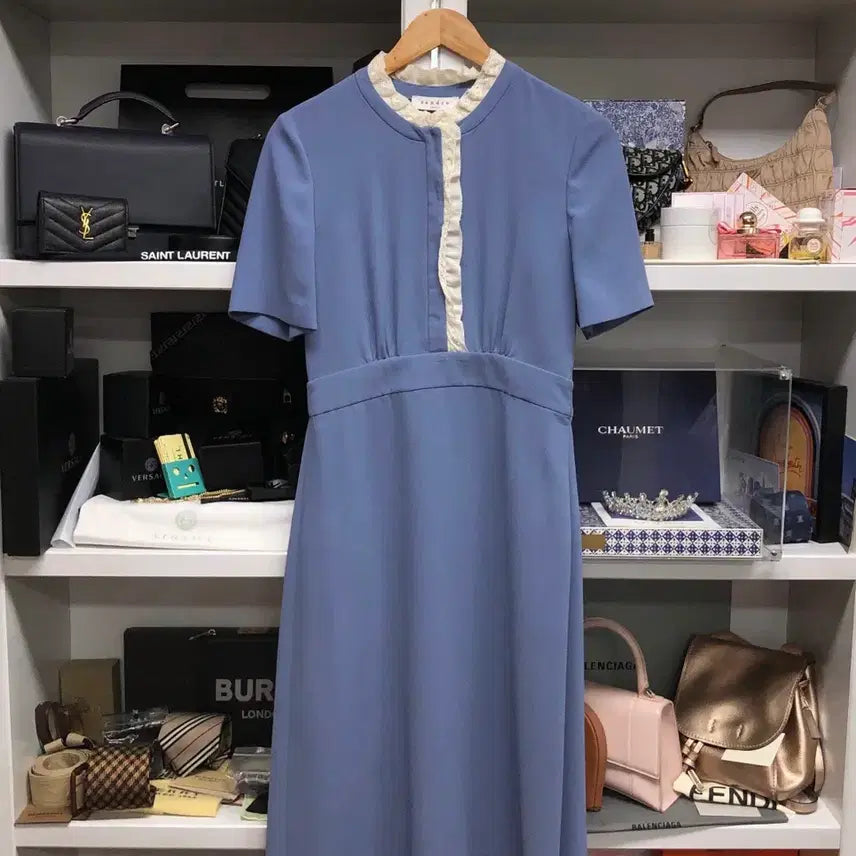 [BUNJANG] Sandro Blue Lace Dress / [ SANDRO ] 산드로 블루 레이스 원피스