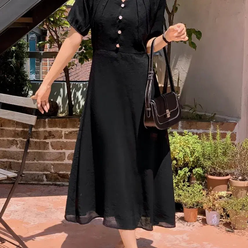 [BUNJANG] Ririranco Black Puff Sleeve Dress / 새상품 리리앤코 블랙 퍼프소매 원피스 55