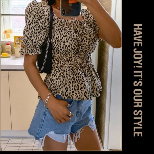 [BUNJANG] Liphop Leopard Print Blouse / 립합 호피 레오파드 블라우스
