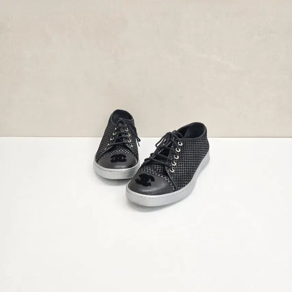 [BUNJANG] Chanel CC Logo Sneakers Black Size 37 / 샤넬 CC로고 스니커즈 블랙 37 G32200