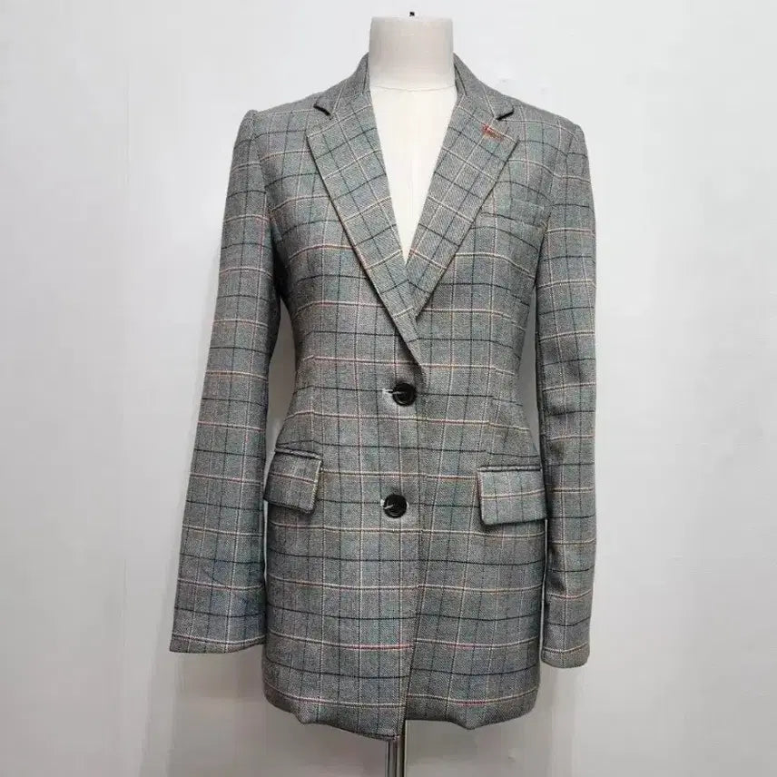 [BUNJANG] Satin Check Pattern Women's Jacket Size 85 / 샤틴  체크 패턴 여성 자켓 85 사이즈