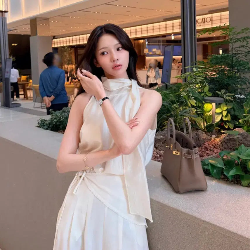 [BUNJANG] Mari Market Halterneck Blouse / 마리마켓 홀터타이 블라우스