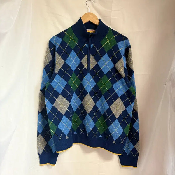 [BUNJANG] Brooks Brothers Vintage Argyle Half-Zip Knit L / 브룩스브라더스 빈티지 아가일 반집업 니트 L
