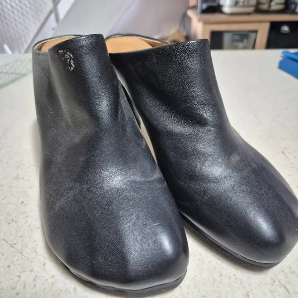 [BUNJANG] 10cm Heel Black Mules - Smooth Leather / 뮬 구두
