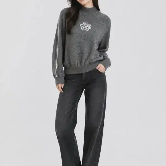 [BUNJANG] Gray Knit Sweater - Women's L / 그레이 여자 L 니트 O1449