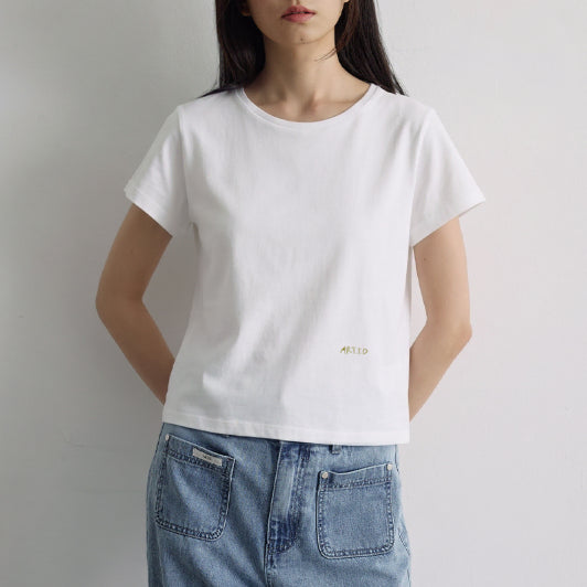 [BUNJANG] Attitude Silk Compact Fit Short-Sleeve T-Shirt (White/S) / 아티드 실켓 컴팩트핏 반팔 티셔츠 여름 크롭 루즈핏 라운드넥 반팔티 (화이트/S) 기본티