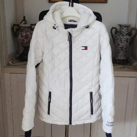 [BUNJANG] Tommy Hilfiger Quilted Padded Jacket Ivory XS / 타미힐피거  패딩 아이보리색상자켓