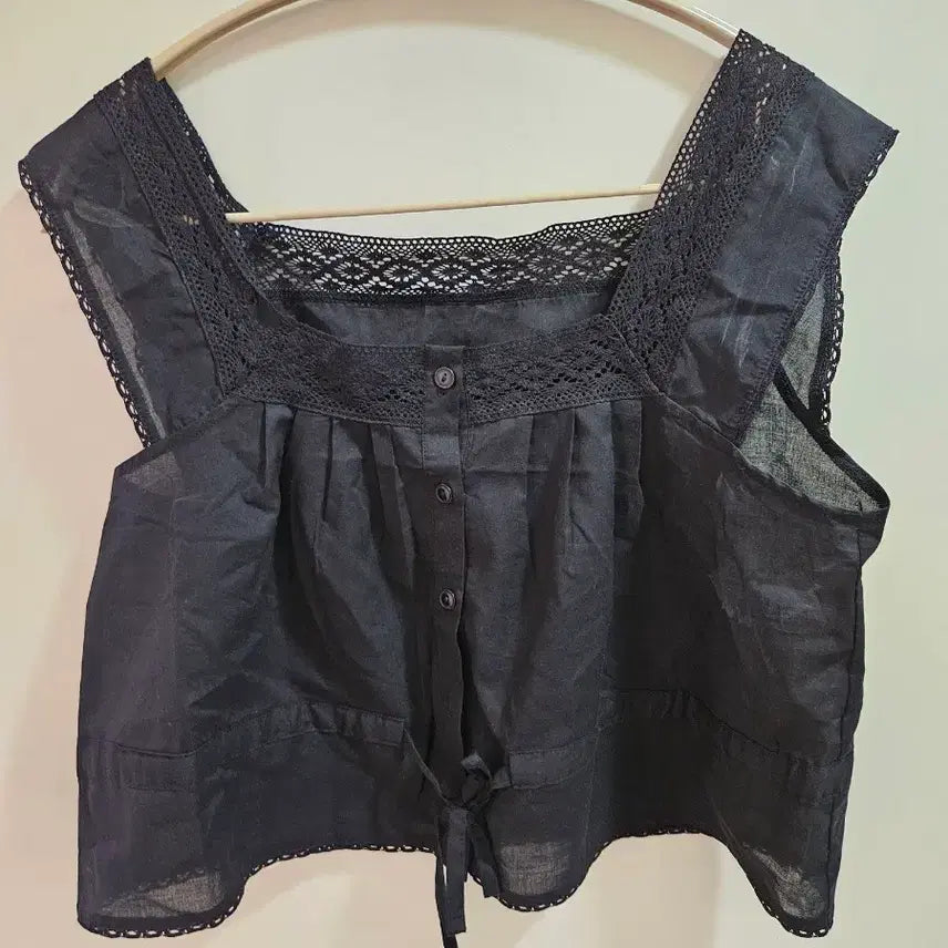 [BUNJANG] Nuarté Fleur Lace Blouse Black / 누아르테 플뢰르 레이스 블라우스 블랙 새상품