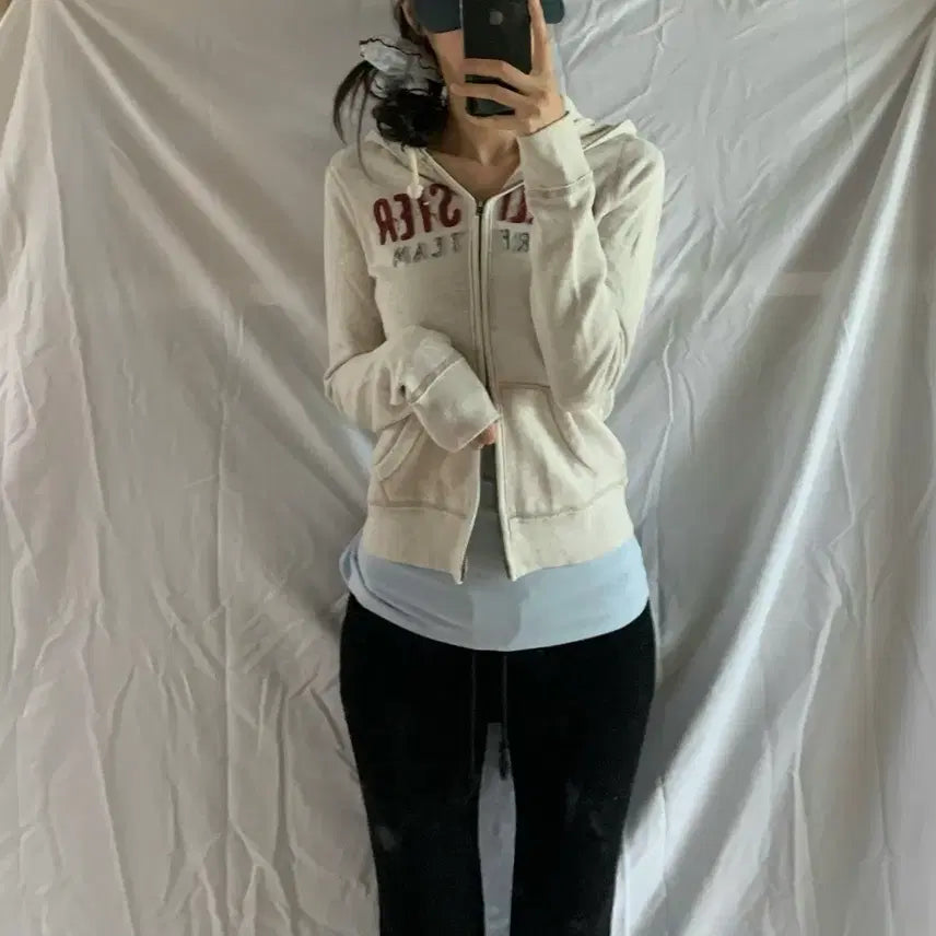 [BUNJANG] Hollister Hooded Zip-Up Jacket Beige S / 홀리스터 후드집업,베이지,S