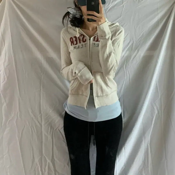 [BUNJANG] Hollister Hooded Zip-Up Jacket Beige S / 홀리스터 후드집업,베이지,S