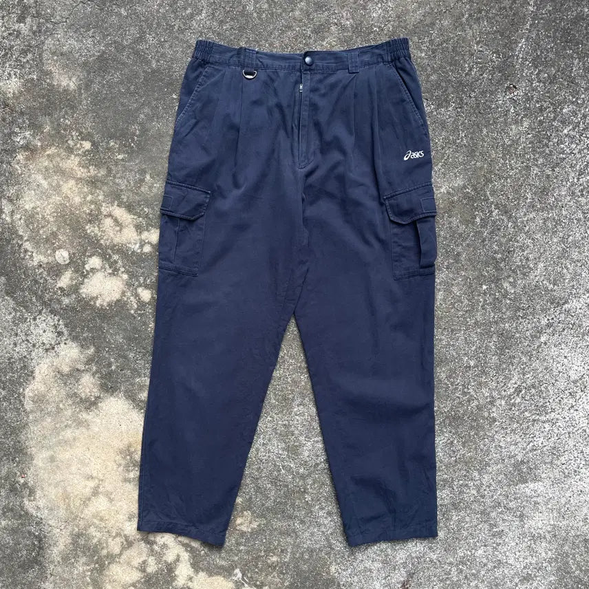 [BUNJANG] 90s Asics Navy Cotton Cargo Pants L / 90s 아식스 네이비 코튼 카고팬츠 L