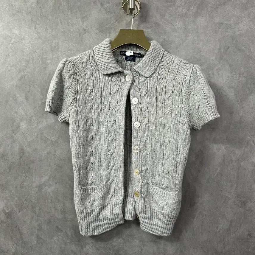 [BUNJANG] Polo Ralph Lauren Cable Knit Cardigan Grey S / 폴로 랄프로렌 케이블 니트 가디건 그레이 S