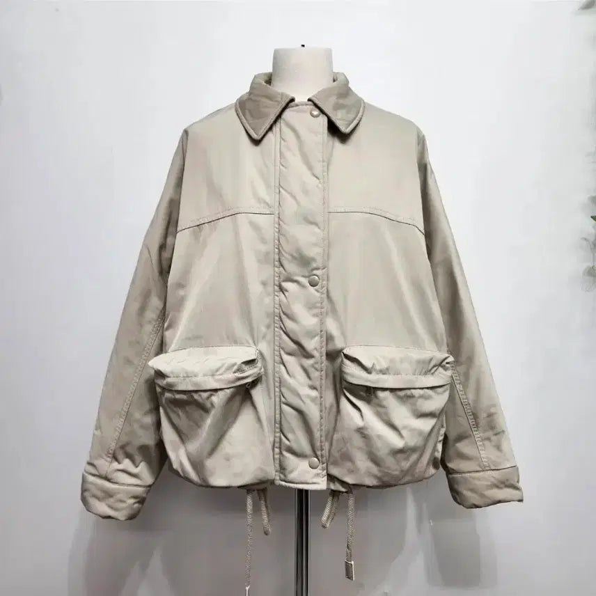 [BUNJANG] Zara Rouge Fit Pocket Short Padding (Beige, Size S) / 자라  루즈핏  포켓 숏 패딩 S 사이즈