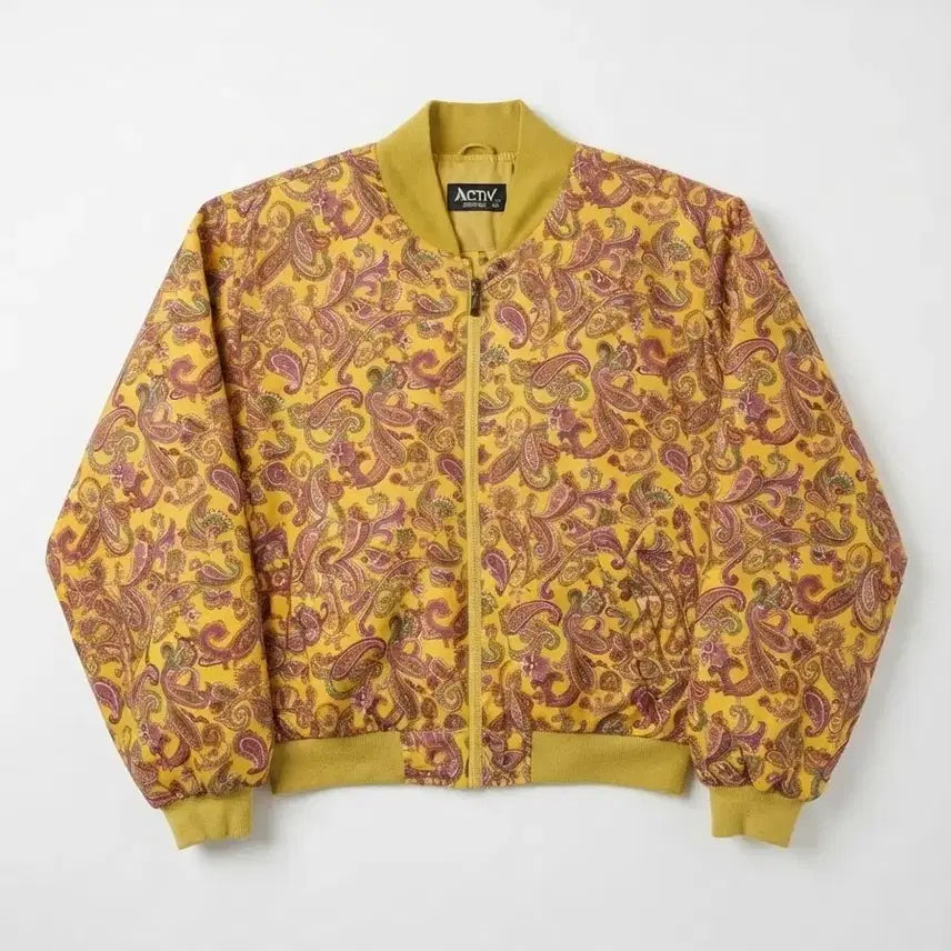 [BUNJANG] Kolon Sport Yellow Paisley Bomber Jacket / ACTIV 코오롱스포츠 옐로우 페이즐리 봄버 자켓